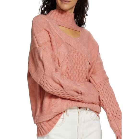 Naadam Oversized Cable-Knit Pullover Sweater Long Sleeve In Multi Size L NWT - Picture 3 of 12